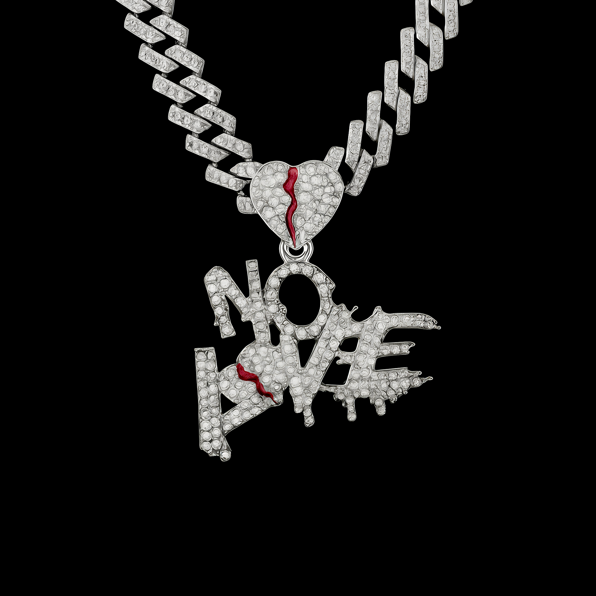 NLE Choppa No Love Iced Out Chain + Pendant