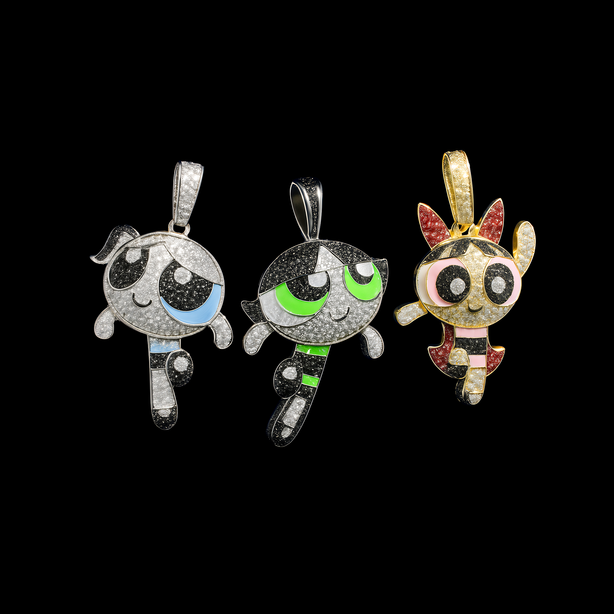 Premium Iced Out Powerpuff Girls Pendant